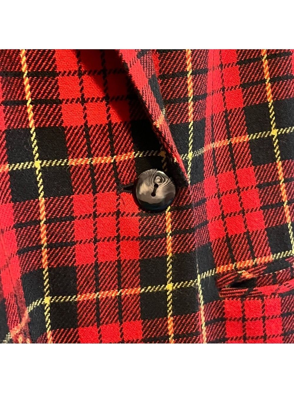Vintage Sag Harbor Tartan Plaid Wool Blend Blazer Jacket Academia Collegiate Lg - Picture 5 of 10